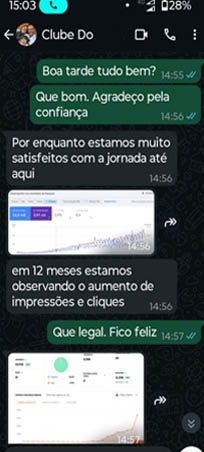 Print de WhatsApp com depoimento de cliente 1