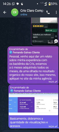 Print de WhatsApp com depoimento de cliente 5