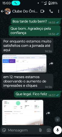 Print de WhatsApp com depoimento de cliente 5