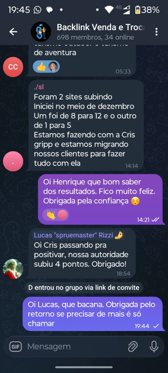 Depoimento de grupo sobre crescimento de autoridade